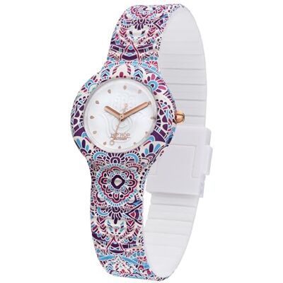 Hip Hop Orologio Solo Tempo Mandala, Orologio Donna Bianco con Stampa Mandala e Cinturino in Silicone Morbido Resistente all'Acqua Hip Hop Orologio Solo Tempo Mandala, Orologio Donna Bianco con Stampa Mandala e Cinturino in Silicone Morbido Resistente all'Acqua