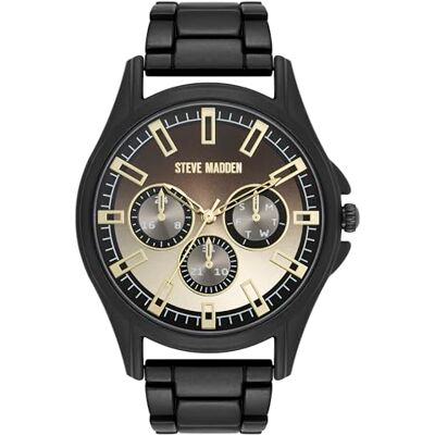 Steve Madden Orologio da braccialetto maschile, Nero/Champagne Steve Madden Orologio da braccialetto maschile, Nero/Champagne