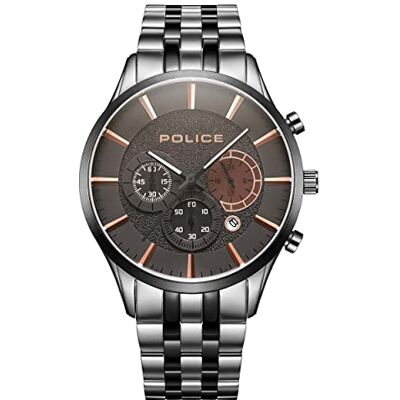 Police Cage Quadrante gunmetal Bracciale in acciaio inossidabile Orologio multifunzione da uomo, 44mm Police Cage Quadrante gunmetal Bracciale in acciaio inossidabile Orologio multifunzione da uomo, 44mm