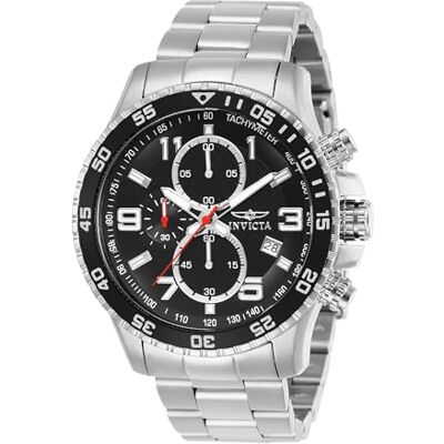 Invicta Specialty Orologio da uomo in acciaio inossidabile con movimento al quarzo 45 mm, Argento / Nero Invicta Specialty Orologio da uomo in acciaio inossidabile con movimento al quarzo 45 mm, Argento / Nero