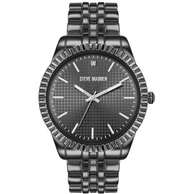 Steve Madden Orologio da quadrante diamante genuino maschile, Grigio scuro Steve Madden Orologio da quadrante diamante genuino maschile, Grigio scuro