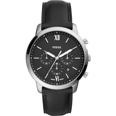 Fossil Orologio Neutra da uomo, movimento cronografo al quarzo con cinturino in pelle Fossil Orologio Neutra da uomo, movimento cronografo al quarzo con cinturino in pelle