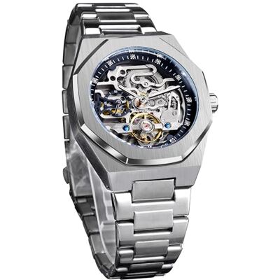 FORSINING Orologio vintage da uomo, con incisione, automatico, a carica automatica, con grande quadrante luminoso con fasi lunari dorate, motivo tatuaggio cavo, meccanico, orologio da polso FORSINING Orologio vintage da uomo, con incisione, automatico, a carica automatica, con grande quadrante luminoso con fasi lunari dorate, motivo tatuaggio cavo, meccanico, orologio da polso