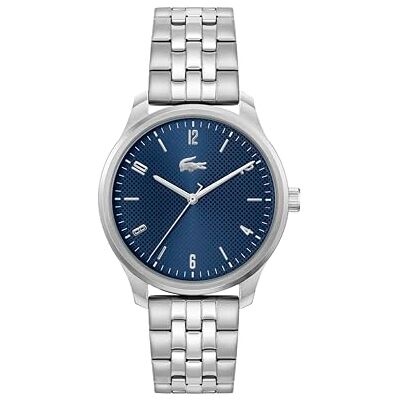 Lacoste Orologio con movimento al quarzo a tre lancette da uomo Lisbon Collection con bracciale in acciaio inossidabile o cinturino in pelle Lacoste Orologio con movimento al quarzo a tre lancette da uomo Lisbon Collection con bracciale in acciaio inossidabile o cinturino in pelle
