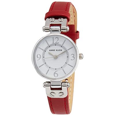 Anne Klein Orologio da donna con cinturino in pelle, Rosso Anne Klein Orologio da donna con cinturino in pelle, Rosso