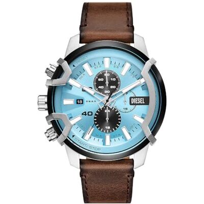 Diesel Orologio da Uomo Griffed, Movimento Cronografo, Acciaio Inossidabile, Cassa 48 mm, Cinturino in Silicone o Pelle, Castano Diesel Orologio da Uomo Griffed, Movimento Cronografo, Acciaio Inossidabile, Cassa 48 mm, Cinturino in Silicone o Pelle, Castano