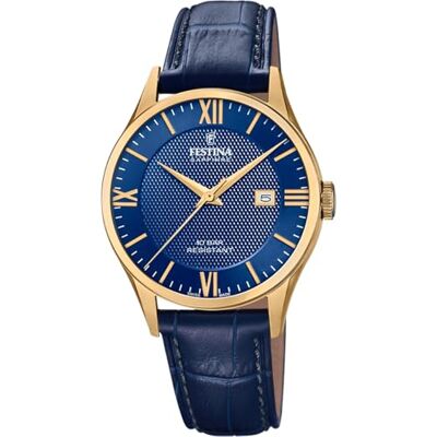 Festina Swiss Made Orologio Uomo Analogico in Pelle Blu Festina Swiss Made Orologio Uomo Analogico in Pelle Blu