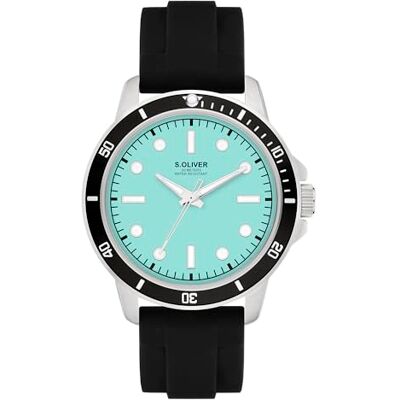 s.Oliver Orologio da uomo rotondo argento 42 mm orologio in metallo con movimento al quarzo sul cinturino in silicone con fibbia ad ardiglione, orologio analogico impermeabile 5 ATM s.Oliver Orologio da uomo rotondo argento 42 mm orologio in metallo con movimento al quarzo sul cinturino in silicone con fibbia ad ardiglione, orologio analogico impermeabile 5 ATM