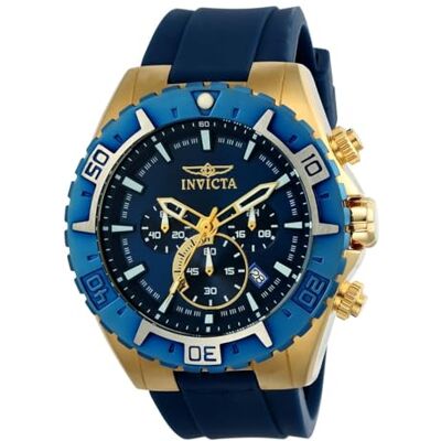 Invicta Aviator Orologio da Uomo in acciaio inossidabile con movimento Quarzo 49mm, Blu/Oro Invicta Aviator Orologio da Uomo in acciaio inossidabile con movimento Quarzo 49mm, Blu/Oro