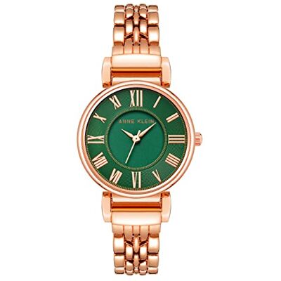 Anne Klein Orologio da polso da Donna, con cinturino a bracciale, Oro Rosa/Green Anne Klein Orologio da polso da Donna, con cinturino a bracciale, Oro Rosa/Green