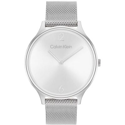 Calvin Klein Orologio Analogico al Quarzo da Donna Collezione TIMELESS MESH 38MM con Cinturino in Maglia Metallica in Acciaio Inossidabile Argentato Calvin Klein Orologio Analogico al Quarzo da Donna Collezione TIMELESS MESH 38MM con Cinturino in Maglia Metallica in Acciaio Inossidabile Argentato