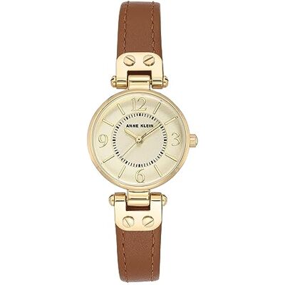 Anne Klein Orologio da donna con cinturino in pelle, Oro Anne Klein Orologio da donna con cinturino in pelle, Oro