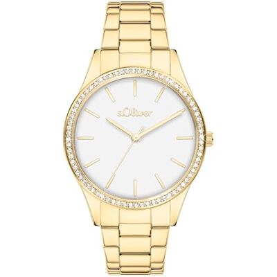 s.Oliver Orologio da donna rotondo oro 16 mm elegante orologio da donna in metallo con movimento al quarzo impermeabile 3 ATM antigraffio s.Oliver Orologio da donna rotondo oro 16 mm elegante orologio da donna in metallo con movimento al quarzo impermeabile 3 ATM antigraffio