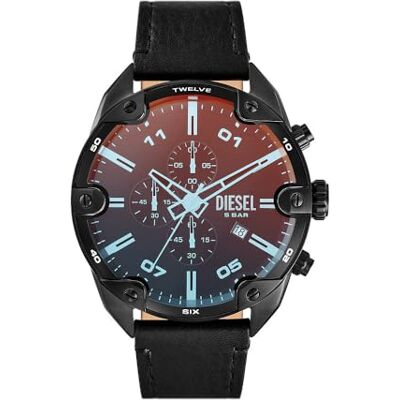 Diesel Orologio Analogico al Quarzo Uomo con Cinturino in Pelle , Nero e Spettro Diesel Orologio Analogico al Quarzo Uomo con Cinturino in Pelle , Nero e Spettro