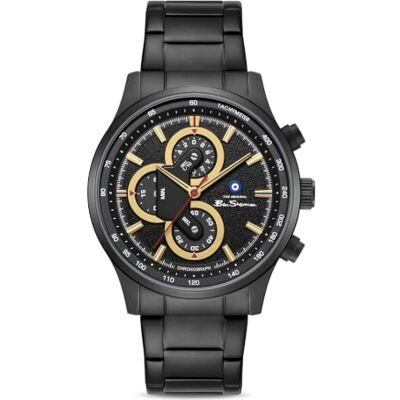 Ben Sherman Orologio da uomo Brighton Chronograph con quadrante nero goffrato e cinturino in acciaio inossidabile IP nero Ben Sherman Orologio da uomo Brighton Chronograph con quadrante nero goffrato e cinturino in acciaio inossidabile IP nero