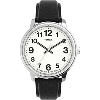 Timex Easy Reader TW2V21200 Orologio da uomo con cinturino in pelle nera, 43 mm Timex Easy Reader TW2V21200 Orologio da uomo con cinturino in pelle nera, 43 mm
