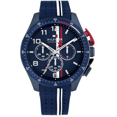 Tommy Hilfiger Orologio con Cronografo al Quarzoda Uomo con Cinturino in Silicone Blu Navy Tommy Hilfiger Orologio con Cronografo al Quarzoda Uomo con Cinturino in Silicone Blu Navy