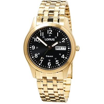 Lorus Orologio analogico al quarzo da uomo con bracciale in metallo, Oro Lorus Orologio analogico al quarzo da uomo con bracciale in metallo, Oro
