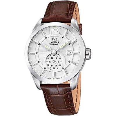 JAGUAR Watches Orologio da polso da uomo, misura XL, analogico, al quarzo, marrone/bianco, Nastro JAGUAR Watches Orologio da polso da uomo, misura XL, analogico, al quarzo, marrone/bianco, Nastro