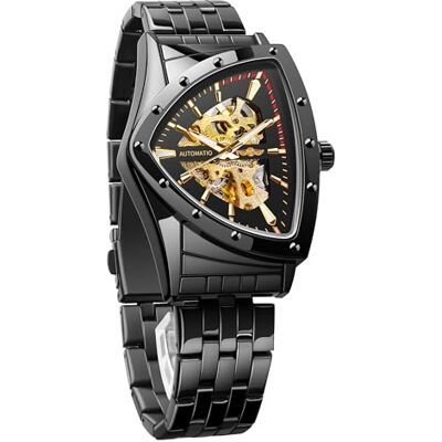 FORSINING Orologio da uomo scheletrato meccanico automatico con quadrante triangolare, luminoso, a carica automatica, cinturino in acciaio inox o morbido cinturino in silicone FORSINING Orologio da uomo scheletrato meccanico automatico con quadrante triangolare, luminoso, a carica automatica, cinturino in acciaio inox o morbido cinturino in silicone