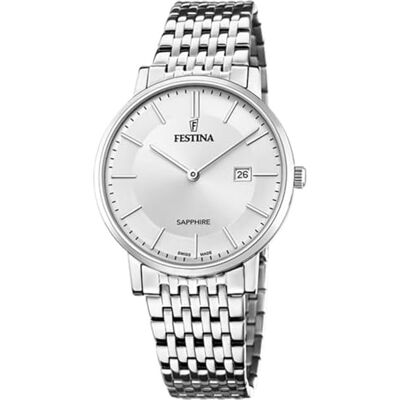 Festina Swiss Made Orologio Uomo in Acciaio Inox. 316l Argentato Movimento al Quarzo, Calendario, Vetro Zaffiro ad Alta Resistenza, Impermeabile 5 ATM Classic Steel Festina Swiss Made Orologio Uomo in Acciaio Inox. 316l Argentato Movimento al Quarzo, Calendario, Vetro Zaffiro ad Alta Resistenza, Impermeabile 5 ATM Classic Steel