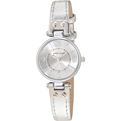 Anne Klein Orologio da donna con cinturino in pelle, Argento Anne Klein Orologio da donna con cinturino in pelle, Argento