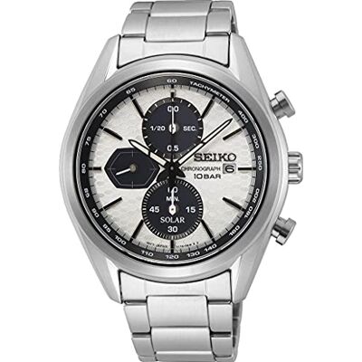 Seiko Orologio da uomo al quarzo, in acciaio inox, con cinturino in silicone Seiko Orologio da uomo al quarzo, in acciaio inox, con cinturino in silicone