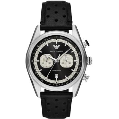 Emporio Armani Orologio per uomo, Movimento cronografo al quarzo e cassa da 42 mm con cinturino in acciaio o pelle Emporio Armani Orologio per uomo, Movimento cronografo al quarzo e cassa da 42 mm con cinturino in acciaio o pelle