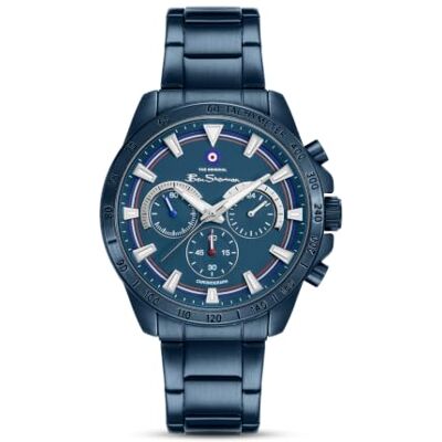 Ben Sherman Orologio da uomo Liverpool Cronografo Quadrante blu con rilievo Bracciale in acciaio inossidabile IP blu Ben Sherman Orologio da uomo Liverpool Cronografo Quadrante blu con rilievo Bracciale in acciaio inossidabile IP blu