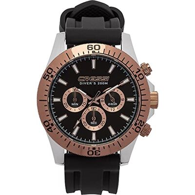 CRESSI Nereus, Orologio Cronografo Analogico Professionale Subacqueo 200 m/20 ATM Unisex Adulto, Nero/Bronzo, Taglia Unica CRESSI Nereus, Orologio Cronografo Analogico Professionale Subacqueo 200 m/20 ATM Unisex Adulto, Nero/Bronzo, Taglia Unica