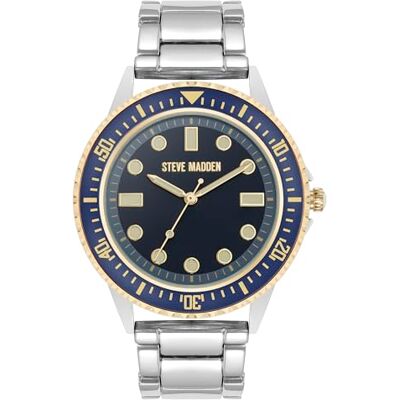 Steve Madden Orologio da braccialetto maschile, Blu/Argento Steve Madden Orologio da braccialetto maschile, Blu/Argento