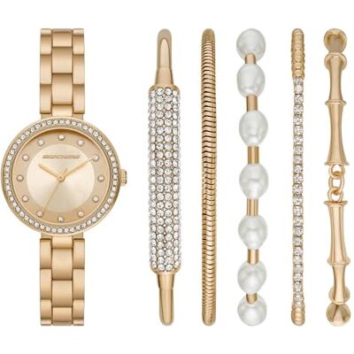Skechers Orologio da Donna, Bracciale Glitz Set, Movimento a Tre Lancette, Acciaio Inossidabile, Cassa 32 mm e Bracciale in Acciaio Inossidabile, D'oro Skechers Orologio da Donna, Bracciale Glitz Set, Movimento a Tre Lancette, Acciaio Inossidabile, Cassa 32 mm e Bracciale in Acciaio Inossidabile, D'oro