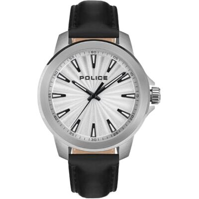 Police Orologio analogico al quarzo da uomo con cinturino in pelle , Nero Police Orologio analogico al quarzo da uomo con cinturino in pelle , Nero