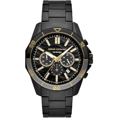 Armani Orologio da uomo nero, movimento cronografo al quarzo e cassa da 44 mm con cinturino in acciaio, Grafite e grigio Armani Orologio da uomo nero, movimento cronografo al quarzo e cassa da 44 mm con cinturino in acciaio, Grafite e grigio