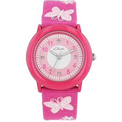 s.Oliver sOliver Orologio da polso per bambini, orologio analogico al quarzo, con cinturino in nylon/tessuto, resistente all'acqua fino a 3 bar, fornito in una confezione regalo s.Oliver sOliver Orologio da polso per bambini, orologio analogico al quarzo, con cinturino in nylon/tessuto, resistente all'acqua fino a 3 bar, fornito in una confezione regalo