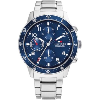 Tommy Hilfiger Orologio Analogico Multifunzione al Quarzo da Uomo con Cinturino in Acciaio Inossidabile Argentato Tommy Hilfiger Orologio Analogico Multifunzione al Quarzo da Uomo con Cinturino in Acciaio Inossidabile Argentato