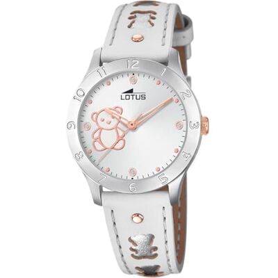 Lotus Orologio Bambina Analogico in Acciaio Inossidabile e Pelle Bianco Lotus Orologio Bambina Analogico in Acciaio Inossidabile e Pelle Bianco