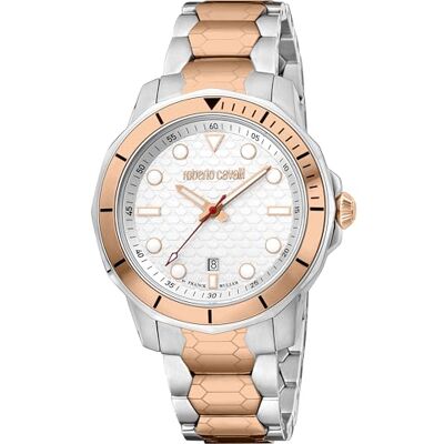 Roberto Cavalli Orologio da polso da uomo al quarzo Moda bracciale e cassa in Acciaio INOX di colore Oro display analogico grigio Roberto Cavalli Orologio da polso da uomo al quarzo Moda bracciale e cassa in Acciaio INOX di colore Oro display analogico grigio