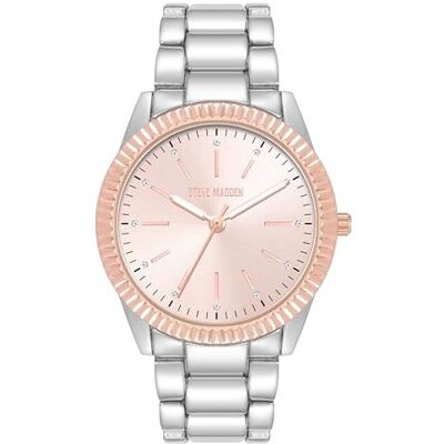 Steve Madden Orologio da donna con cinturino in vero cristallo, Oro rosa Steve Madden Orologio da donna con cinturino in vero cristallo, Oro rosa