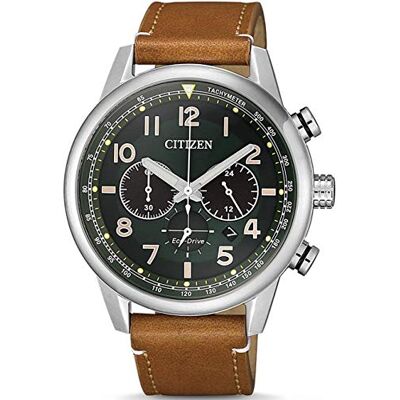 Citizen Orologio analogico da uomo Eco-Drive con cinturino in pelle , argento, misura unica, cinghia Citizen Orologio analogico da uomo Eco-Drive con cinturino in pelle , argento, misura unica, cinghia