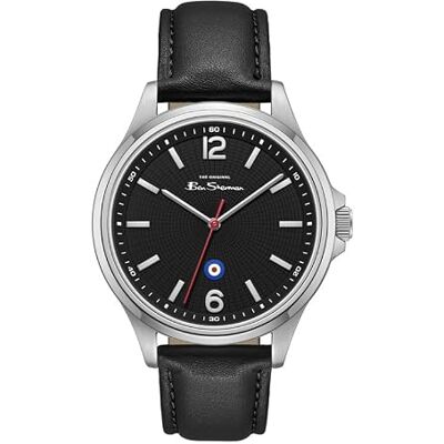 Ben Sherman Orologio da uomo Westminster con quadrante nero goffrato, cinturino in vera pelle e cassa color argento Ben Sherman Orologio da uomo Westminster con quadrante nero goffrato, cinturino in vera pelle e cassa color argento
