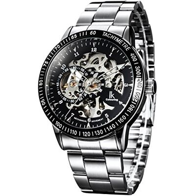 Alienwork IK Orologio Automatico Uomo Donna Scheletro Fondo in Vetro Alienwork IK Orologio Automatico Uomo Donna Scheletro Fondo in Vetro