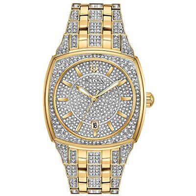 Bulova Orologio da uomo con cassa a forma di cuscino al quarzo, con 3 lancette e quadrante in cristallo, 40 mm Bulova Orologio da uomo con cassa a forma di cuscino al quarzo, con 3 lancette e quadrante in cristallo, 40 mm