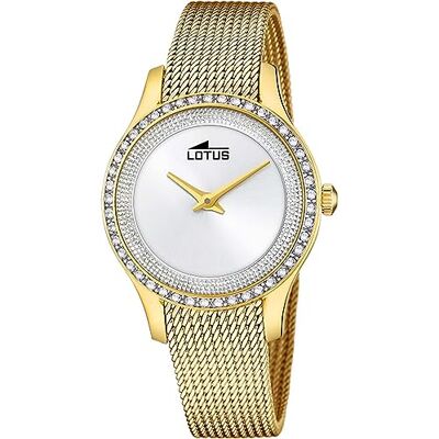 Lotus Orologio Donna Analogico Acciaio Inossidabile 316L Dorato Movimento al quarzo Vetro minerale alta resistenza Impermeabile 5 ATM Trendy Lotus Orologio Donna Analogico Acciaio Inossidabile 316L Dorato Movimento al quarzo Vetro minerale alta resistenza Impermeabile 5 ATM Trendy