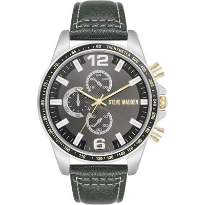 Steve Madden Orologio da uomo con cinturino, Grigio/Bicolore Steve Madden Orologio da uomo con cinturino, Grigio/Bicolore