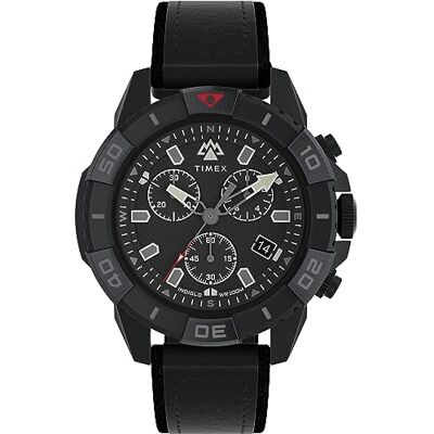 Timex Orologio cronografo da uomo Expedition North da 42 mm, cinturino vegano in pelle nera a sgancio rapido in due pezzi, quadrante nero, cassa nera TW2W16000 Timex Orologio cronografo da uomo Expedition North da 42 mm, cinturino vegano in pelle nera a sgancio rapido in due pezzi, quadrante nero, cassa nera TW2W16000