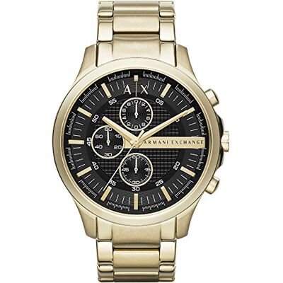 Armani Orologio per uomo, Movimento cronografo al quarzo e cassa da 46 mm con cinturino in acciaio, Tono oro e nero Armani Orologio per uomo, Movimento cronografo al quarzo e cassa da 46 mm con cinturino in acciaio, Tono oro e nero