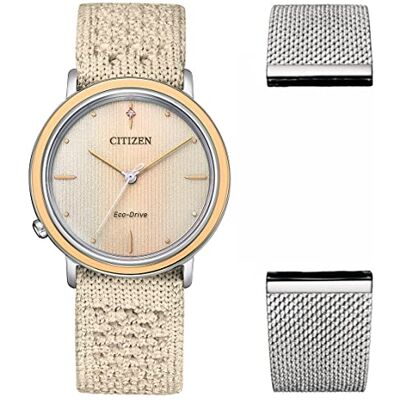 Citizen Orologio da donna analogico al quarzo giapponese con cinturino in tessuto , Beige Citizen Orologio da donna analogico al quarzo giapponese con cinturino in tessuto , Beige