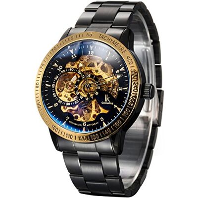 Alienwork IK Orologio Automatico Uomo Donna Scheletro Fondo in Vetro Alienwork IK Orologio Automatico Uomo Donna Scheletro Fondo in Vetro