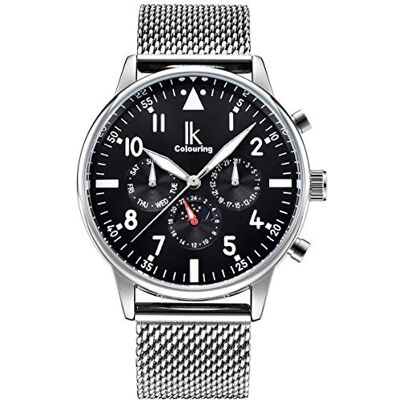 Alienwork IK Orologio Automatico Uomo Donna Cronografo Cinturino in Maglia Alienwork IK Orologio Automatico Uomo Donna Cronografo Cinturino in Maglia